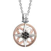 Rosa dei venti in oro 750% con diamanti neri