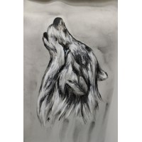 SCIARPA DIPINTA MANO LUPO SETA 