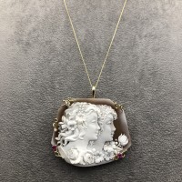 Spilla Ciondolo con Diamante e Rubini