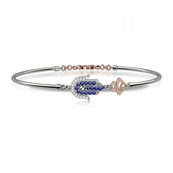Bracciale in oro 750% con diamanti e zaffiri