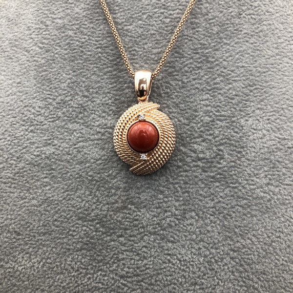 Ciondolo in Corallo con Montatura Argento Ramato