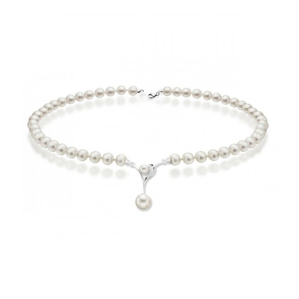 Collana perla con oro 750% e diamanti