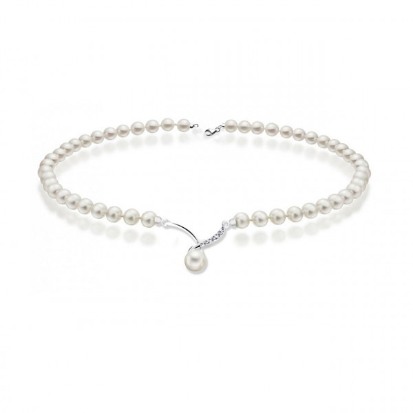 Collana perla con oro 750% e diamanti
