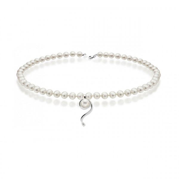 Collana perla con oro 750% e diamanti