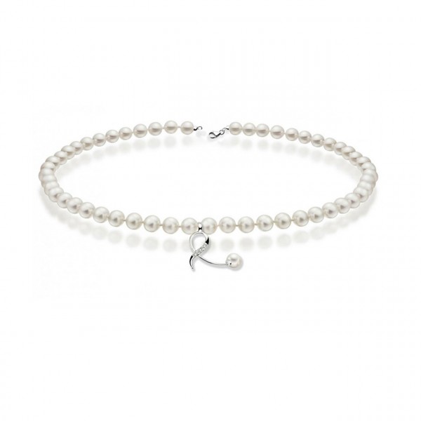 Collana perla con oro 750% e diamanti