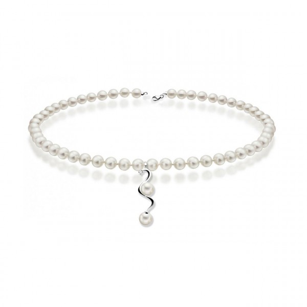 Collana perla con oro 750% e diamanti