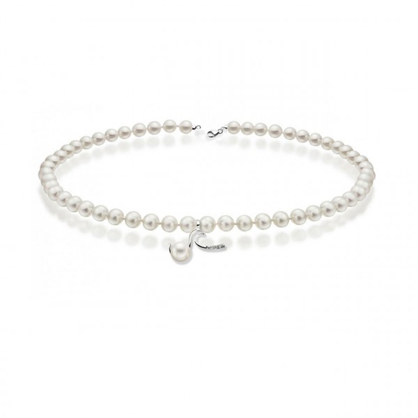 Collana perla con oro 750% e diamanti