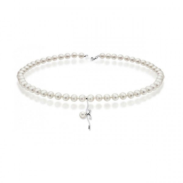 Collana perla con oro 750% e diamanti