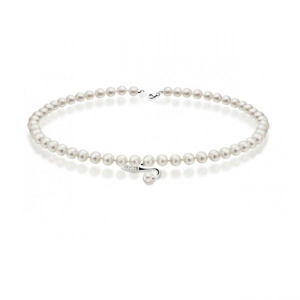 Collana perla con oro 750% e diamanti
