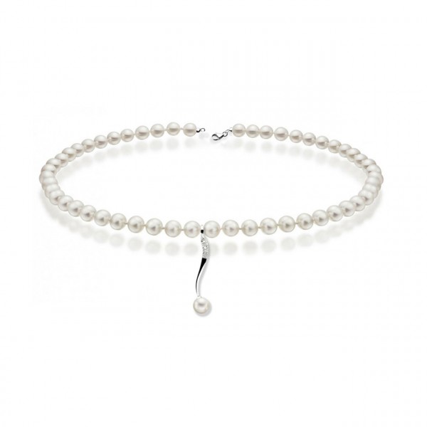 Collana perla con oro 750% e diamanti