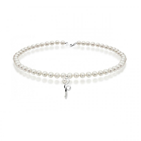 Collana perla con oro 750% e diamanti