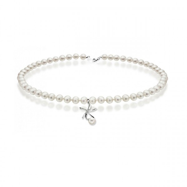 Collana perla con oro 750% e diamanti