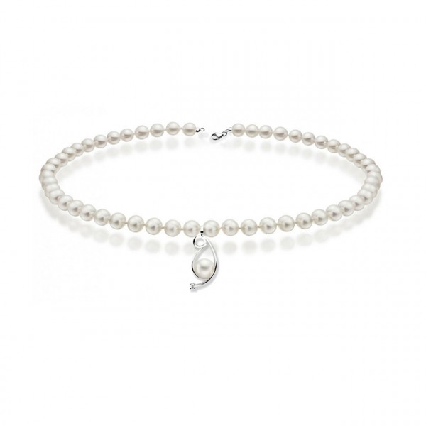 Collana perla con oro 750% e diamanti