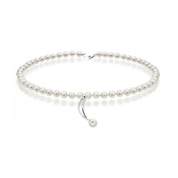 Collana perla con oro 750% e diamanti