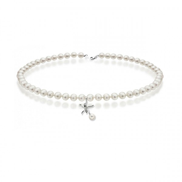 Collana perla con oro 750% e diamanti