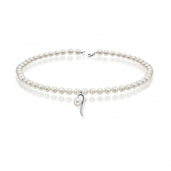 Collana perla con oro 750% e diamanti