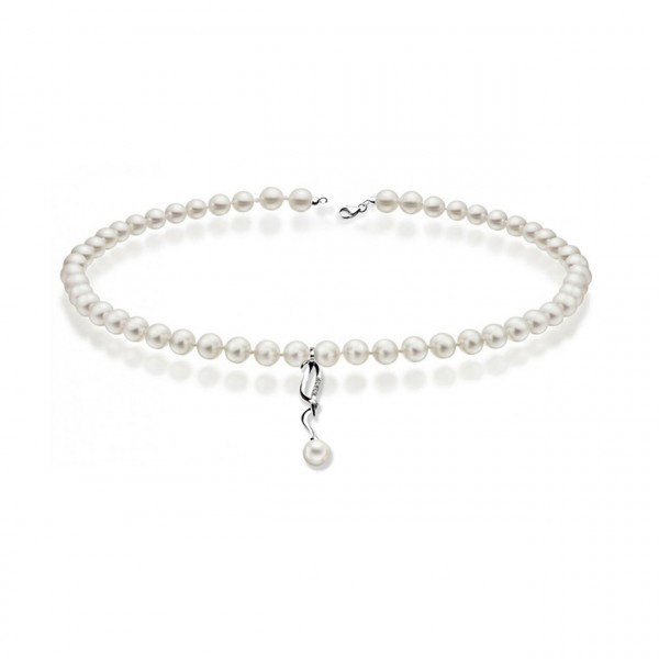 Collana perla con oro 750% e diamanti