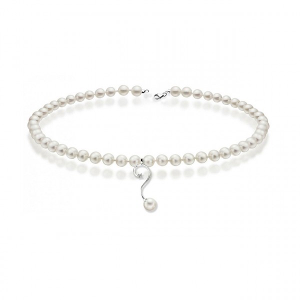 Collana perla con oro 750% e diamanti