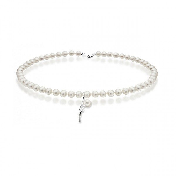 Collana perla con oro 750% e diamanti