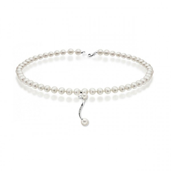 Collana perla con oro 750% e diamanti