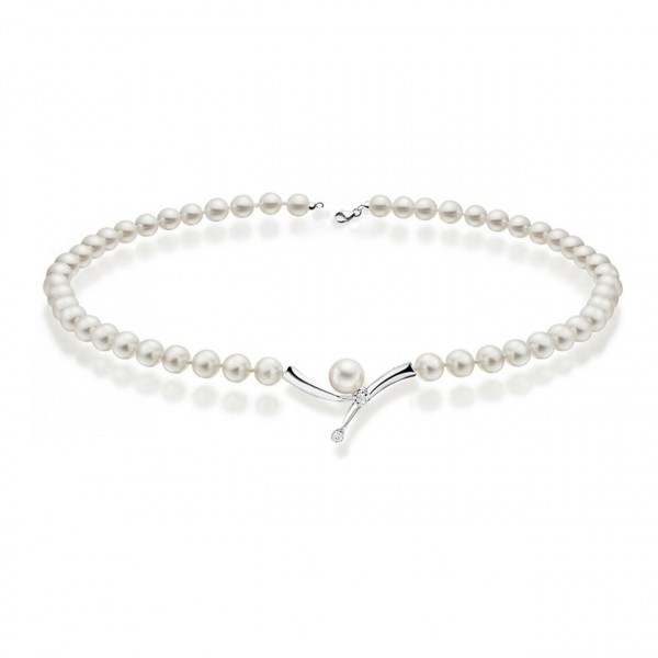 Collana perla con oro 750% e diamanti
