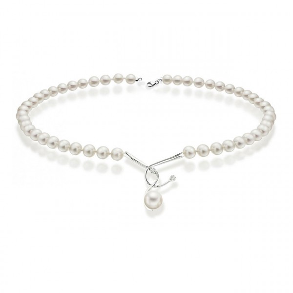 Collana perla con oro 750% e diamanti