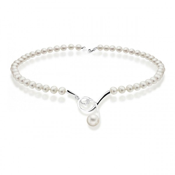 Collana perla con oro 750% e diamanti