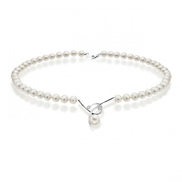 Collana perla con oro 750% e diamanti