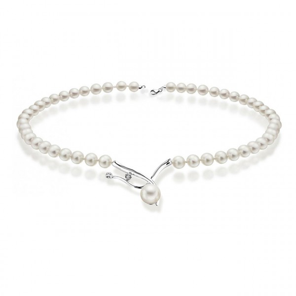 Collana perla con oro 750% e diamanti