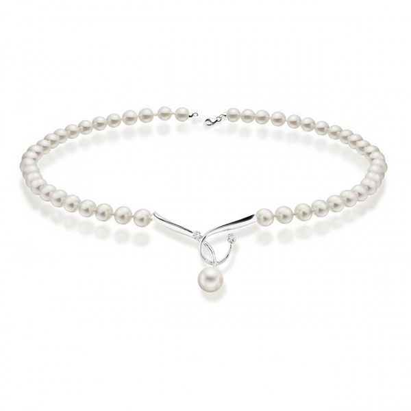 Collana perla con oro 750% e diamanti