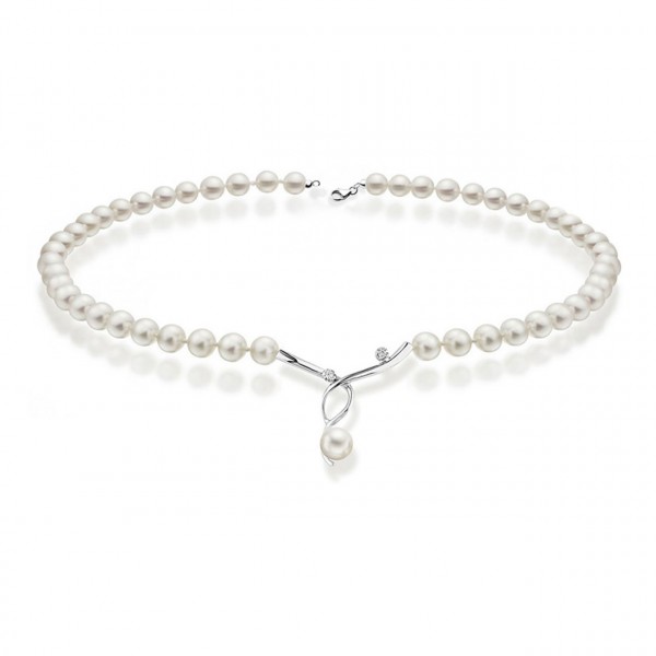 Collana perla con oro 750% e diamanti