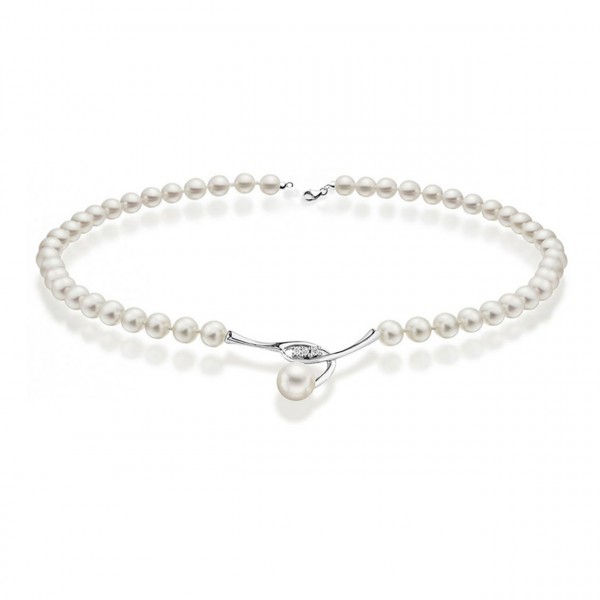 Collana perla con oro 750% e diamanti