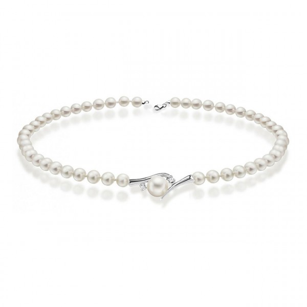 Collana perla con oro 750% e diamanti