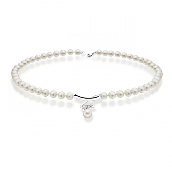Collana perla con oro 750% e diamanti