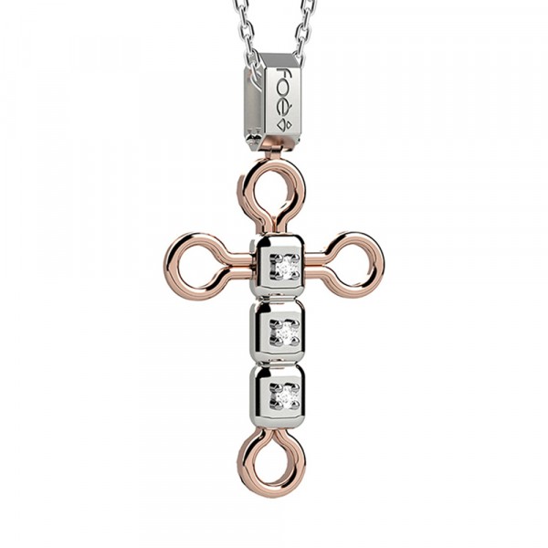 Croce in oro 750% con diamanti bianchi