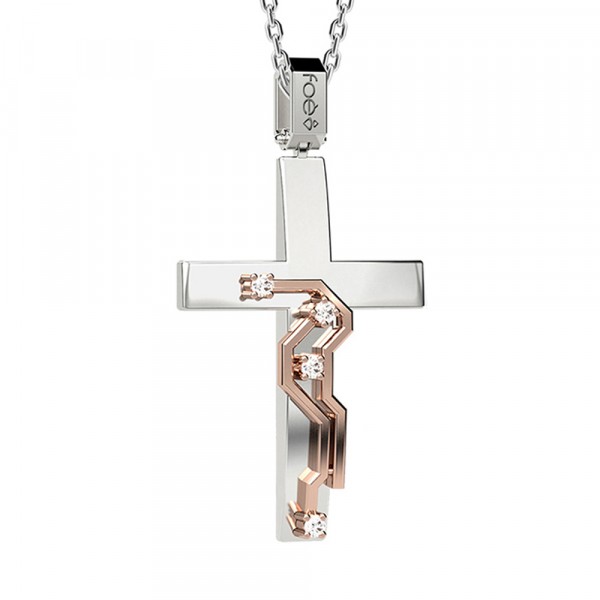 Croce in oro 750% con diamanti bianchi