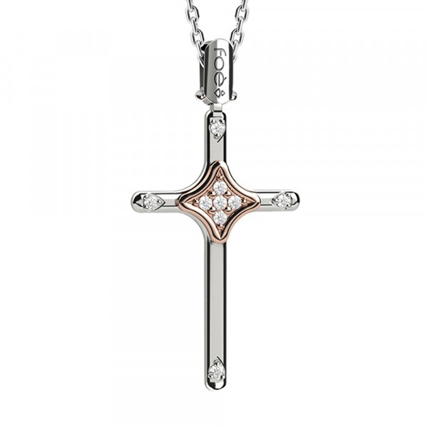 Croce in oro 750% con diamanti bianchi