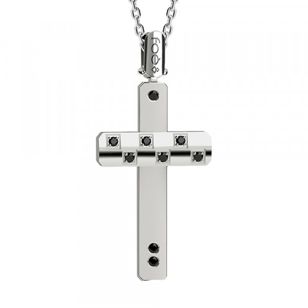 Croce in oro 750% con diamanti neri