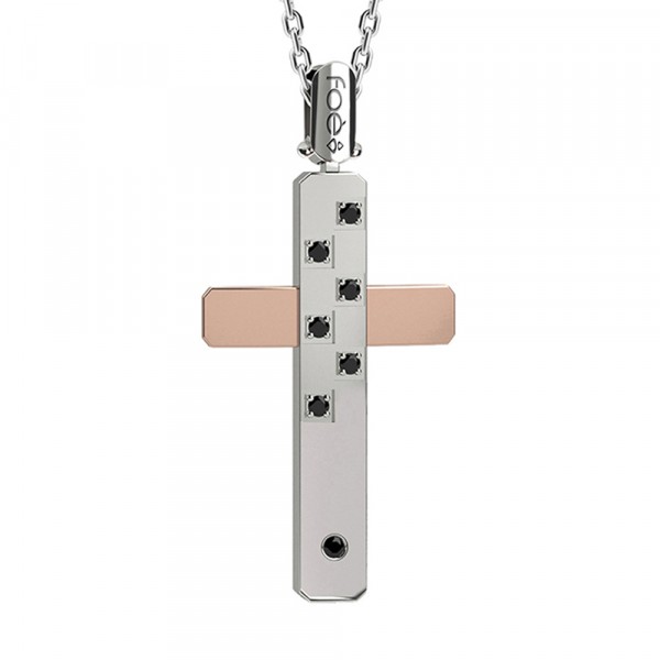 Croce in oro 750% con diamanti neri