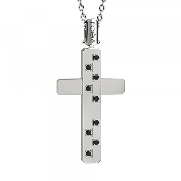 Croce in oro 750% con diamanti neri