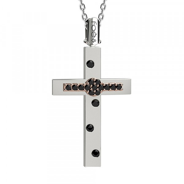 Croce in oro 750% con diamanti neri