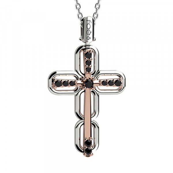Croce in oro 750% con diamanti neri