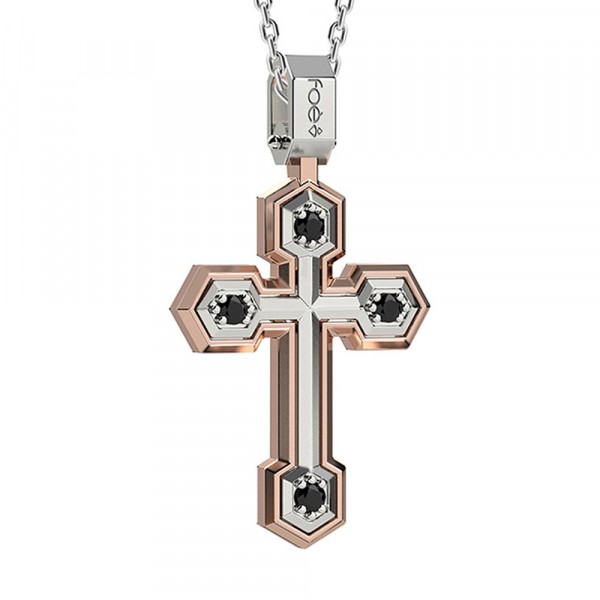 Croce in oro 750% con diamanti neri