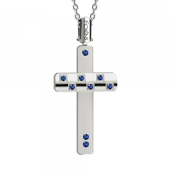 Croce in oro 750% con zaffiri