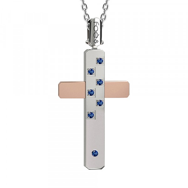 Croce in oro 750% con zaffiri