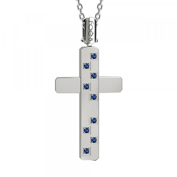 Croce in oro 750% con zaffiri
