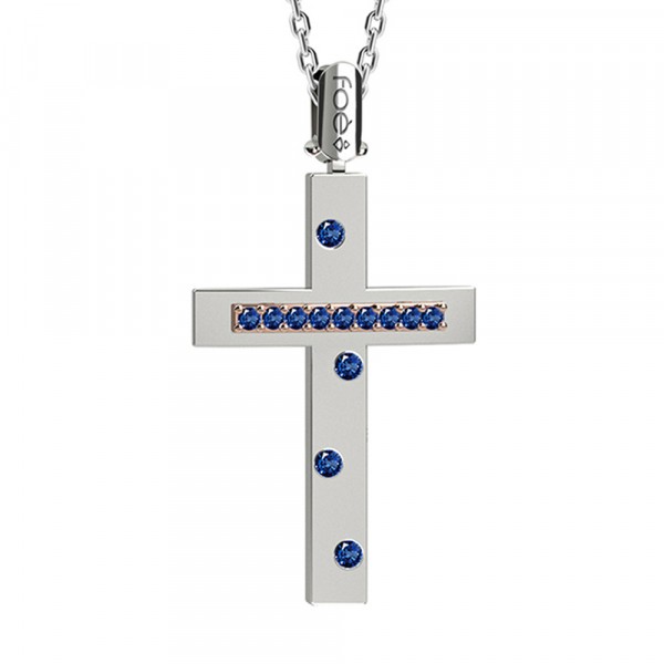Croce in oro 750% con zaffiri