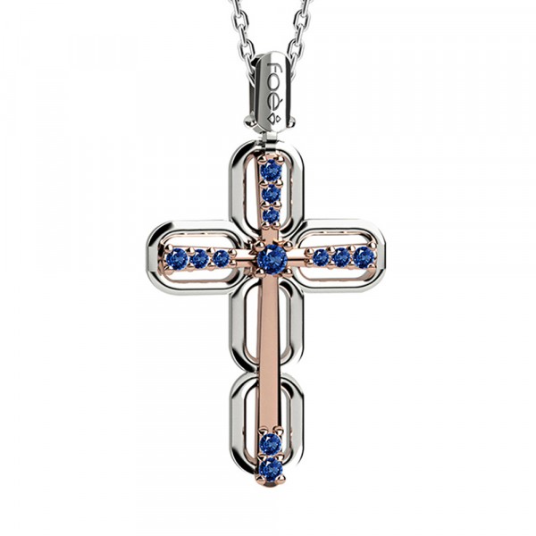 Croce in oro 750% con zaffiri