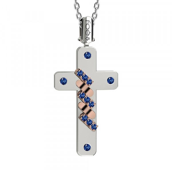 Croce in oro 750% con zaffiri