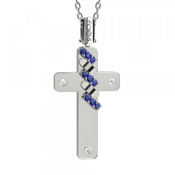 Croce in oro 750% con zaffiri
